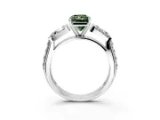 Channel-Set Engagement Ring Setting for Fancy Green Radiant Cut Center with Baguette Band and Prong Head in White Gold