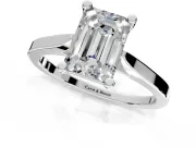 Solitaire Engagement Ring Setting for Emerald Cut Center with Tapered Shoulders and Prong Head in Sterling Silver