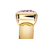 Solitaire Engagement Ring Setting for Fancy Pink Princess Cut Center with Wide Band and Bezel Head in Yellow Gold