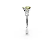 3 Stone Engagement Ring Setting for Fancy Yellow Heart-Shaped Center with Large Pear-Shaped Accents and Prong Head in White Gold