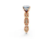 Solitaire Engagement Ring Setting for Fancy Blue Princess Cut Center with Marquise Panel Band and Prong Head in Rose Gold
