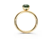 Low-Set Solitaire Engagement Ring Setting for Fancy Green Radiant Cut Center with Thin Plain Band and Prong Head in Yellow Gold