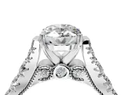 Solitaire Engagement Ring Setting for Oval Center with Pave Cathedral Shoulders and Prong Head in White Gold