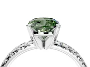 Solitaire Engagement Ring Setting for Fancy Green Cushion Cut Center with Large Accents and Prong Head in White Gold