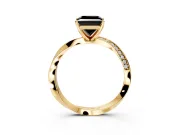 Side Accent Engagement Ring Setting for Fancy Black Princess Cut Center with Accent Shoulders and Prong Head in Yellow Gold