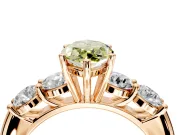 5 Stone Engagement Ring Setting for Fancy Yellow Marquise Center with Graduated Accents and Prong Head in Rose Gold