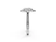 Milgrain Halo Engagement Ring Setting for Pear-Shaped Center with Bezel Point Accents and Prong Head in Sterling Silver