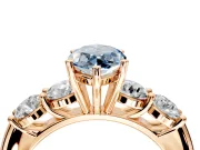 5 Stone Engagement Ring Setting for Fancy Blue Marquise Center with Graduated Accents and Prong Head in Rose Gold