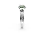 Solitaire Engagement Ring Setting for Fancy Green Princess Cut Center with Multi-Row Pave Accents and Basket Head in Platinum