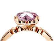 Solitaire Engagement Ring Setting for Fancy Pink Heart-Shaped Center with Beaded Shoulders and Prong Head in Rose Gold