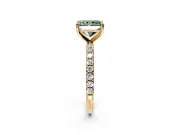 Solitaire Engagement Ring Setting for Fancy Green Radiant Cut Center with Micro Pave Band and Prong Head in Yellow Gold