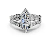 Split Shank Engagement Ring Setting for Marquise Center with Pave Split Shank and Prong Head in Platinum