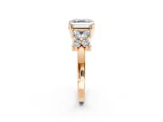 Floral Engagement Ring Setting for Asscher Cut Center with Marquise Cluster Shoulders and Prong Head in Rose Gold