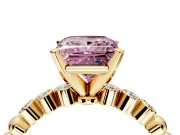 Solitaire Engagement Ring Setting for Fancy Pink Princess Cut Center with Bezel-Dot Beaded Band and Prong Head in Yellow Gold