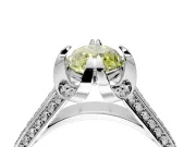 Solitaire Engagement Ring Setting for Fancy Yellow Marquise Center with Accented Split Shank and Prong Head in White Gold
