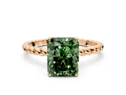 Solitaire Engagement Ring Setting for Fancy Green Radiant Cut Center with Plain Twisted Rope Band and Prong Head in Rose Gold