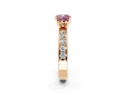 Solitaire Engagement Ring Setting for Fancy Pink Cushion Cut Center with Channel-Set Accents and Prong Head in Rose Gold