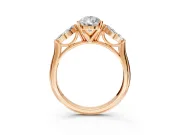 Floral Cluster Engagement Ring Setting for Pear-Shaped Center with Marquise Accents and Prong Head in Rose Gold
