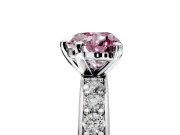 Solitaire Engagement Ring Setting for Fancy Pink Heart-Shaped Center with Channel-Set Accents and Prong Head in Platinum