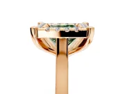 Single Halo Engagement Ring Setting for Fancy Green Princess Cut Center with Corner Claws, Plain Band and Prong Head in Rose Gold