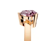 Solitaire Engagement Ring Setting for Fancy Pink Heart-Shaped Center with Plain Band and Flat Tab Prong Head in Rose Gold