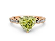 Solitaire Engagement Ring Setting for Fancy Yellow Heart-Shaped Center with Large Accents and Prong Head in Rose Gold