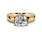 Tension Engagement Ring Setting for Heart-Shaped Center with Wide Flat Band and Tension Head in Yellow Gold