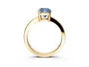 Solitaire Engagement Ring Setting for Fancy Blue Cushion Cut Center with Plain Band and Flat Tab Prong Head in Yellow Gold