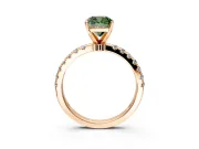 Open Basket Engagement Ring Setting for Fancy Green Cushion Cut Center with Pave Band and Prong Head in Rose Gold