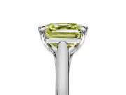 Solitaire Engagement Ring Setting for Fancy Yellow Asscher Cut Center with Cathedral Band and Prong Head in Sterling Silver