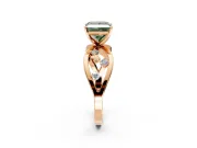 Solitaire Engagement Ring Setting for Fancy Green Princess Cut Center with Criss-Cross Accent Band and Prong Head in Rose Gold