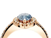 Pave Halo Engagement Ring Setting for Fancy Blue Marquise Center with Single Row Pave Band and Prong Head in Rose Gold