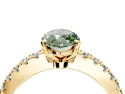 Solitaire Engagement Ring Setting for Fancy Green Marquise Center with Single Row Accent Band and Prong Head in Yellow Gold