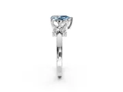 Floral Engagement Ring Setting for Fancy Blue Pear-Shaped Center with Marquise Cluster Shoulders and Prong Head in Sterling Silver