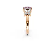Floral Engagement Ring Setting for Fancy Pink Radiant Cut Center with Marquise Cluster Shoulders and Prong Head in Rose Gold