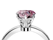 Solitaire Engagement Ring Setting for Fancy Pink Heart-Shaped Center with Plain Band and Tulip Prong Head in Platinum