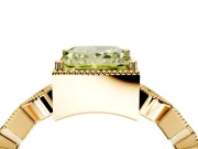 Milgrain Bezel Engagement Ring Setting for Fancy Yellow Princess Cut Center with Marquise Stations and Bezel Head in Yellow Gold