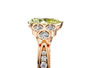 Cluster Engagement Ring Setting for Fancy Yellow Pear-Shaped Center with Bezel Accent Clusters and Prong Head in Rose Gold