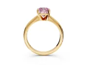 Solitaire Engagement Ring Setting for Fancy Pink Cushion Cut Center with Knife Ridge Band and Claw Prong Head in Yellow Gold