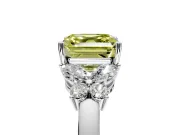 Solitaire Engagement Ring Setting for Fancy Yellow Asscher Cut Center with Marquise Flower Shoulders and Prong Head in Platinum