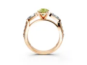 Channel-Set Engagement Ring Setting for Fancy Yellow Pear-Shaped Center with Baguette Band and Prong Head in Rose Gold