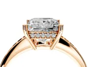 Solitaire Engagement Ring Setting for Princess Cut Center with Channel-Set Accent Band and Prong Head in Rose Gold