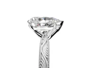 Solitaire Engagement Ring Setting for Pear-Shaped Center with Engraved Milgrain Band and Prong Head in White Gold
