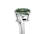 Solitaire Engagement Ring Setting for Fancy Green Radiant Cut Center with Plain Bypass Twist Band and Prong Head in Platinum