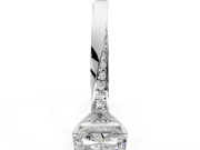 Side Accent Engagement Ring Setting for Radiant Cut Center with Accent Shoulders and Prong Head in Sterling Silver
