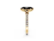 Open Basket Engagement Ring Setting for Fancy Black Marquise Center with Pave Band and Prong Head in Yellow Gold