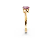 Solitaire Engagement Ring Setting for Fancy Pink Cushion Cut Center with Plain Bypass Twist Band and Prong Head in Yellow Gold