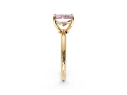 Minimalist Solitaire Engagement Ring Setting for Fancy Pink Radiant Cut Center with Thin Band and Prong Head in Yellow Gold