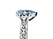 Solitaire Engagement Ring Setting for Fancy Blue Pear-Shaped Center with Scrollwork Band and Prong Head in Sterling Silver