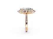 Floral Halo Engagement Ring Setting for Marquise Center with Pave Accents and Prong Head in Rose Gold